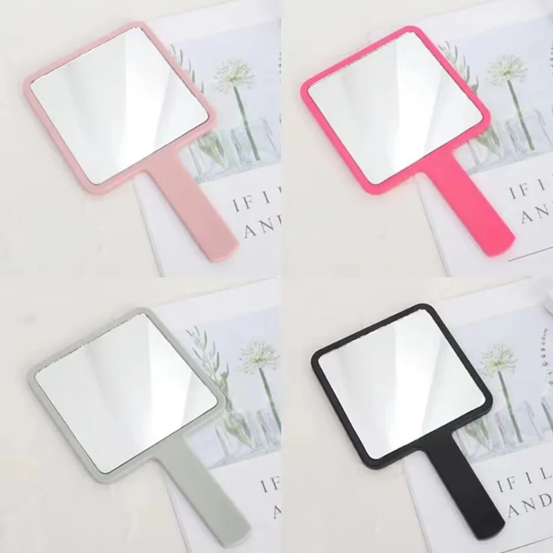 Частная торговая марка, индивидуальный логотип, пластиковые маленькие блестящие ручные квадратные косметические ручные зеркала