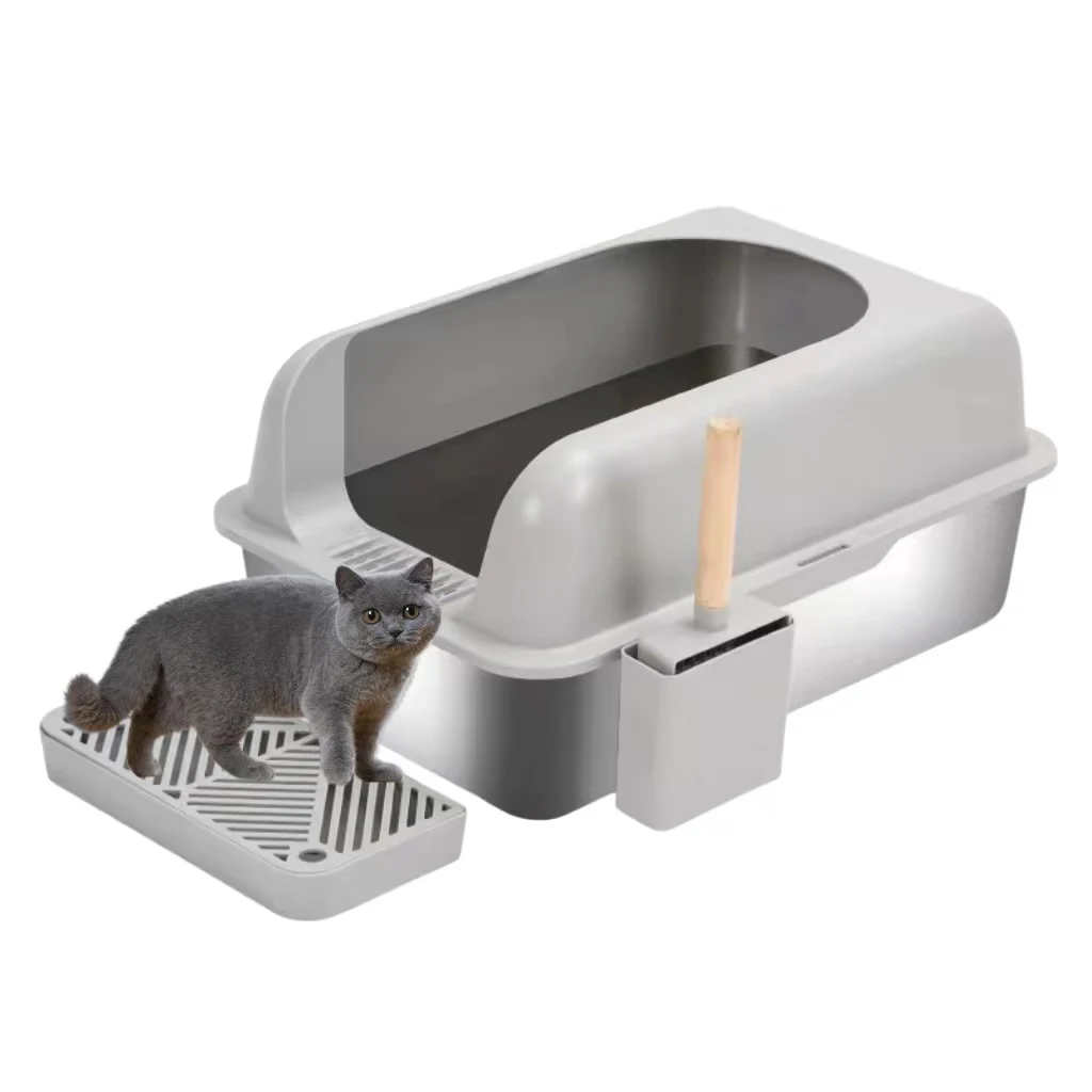 Design Portable Tray Toilet Sandbox Bedpan Washable Sand Open Style Furniture For Stainless Steel Cat Litter Box