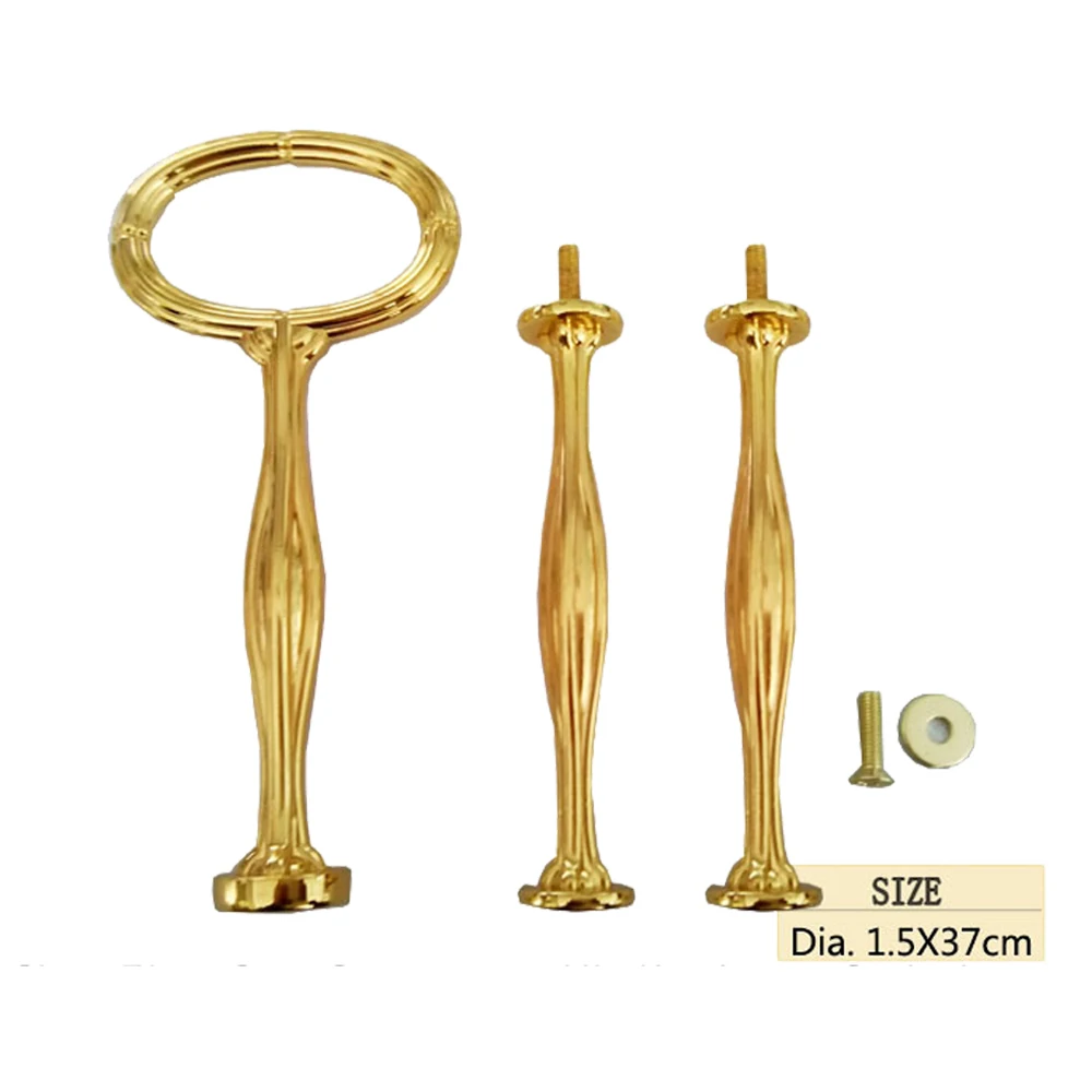 Sliver Circle Design 3-tier Cake Stand Fittings Rods Handles