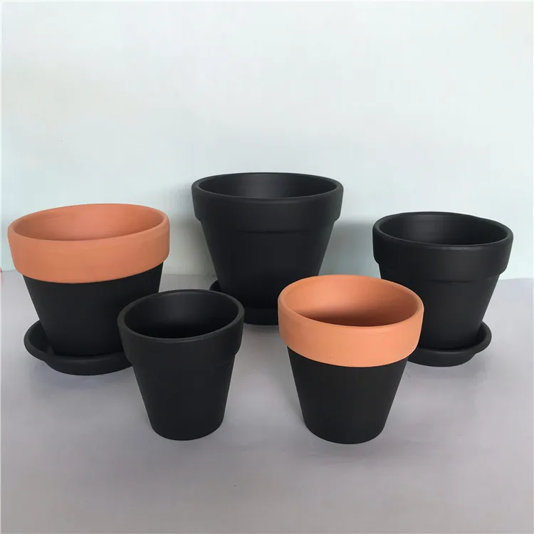 classical clay ceramic terracotta  flower pots planter pot with tray saucer