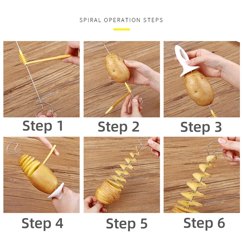 Spiral Potato Cutter Twisted Slice Potato Tower Whirlwind Potato Cut Diy Creative Fruit And Vegetable Spiral Slicer For Kitchen