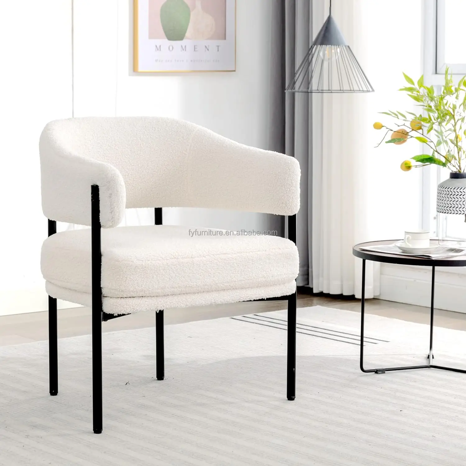 Industrial Price Modern Italian Nordic Design Teddy Wool Dining Chairs for Living Room