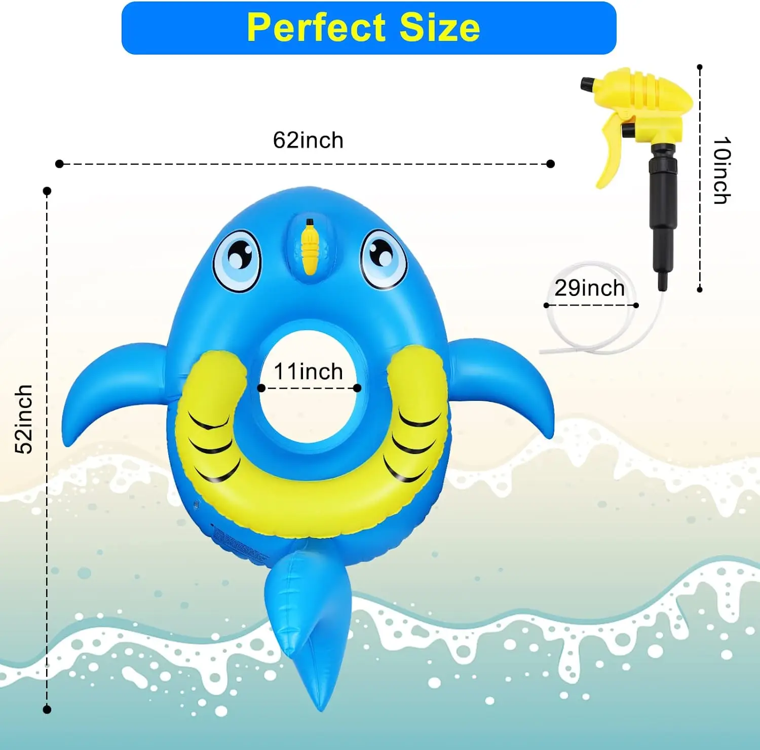 Pool Floats Kids, Shark Pool Float with Built-in Squirt Water Gun, Inflatable Floating Pool Lounge Water Chair