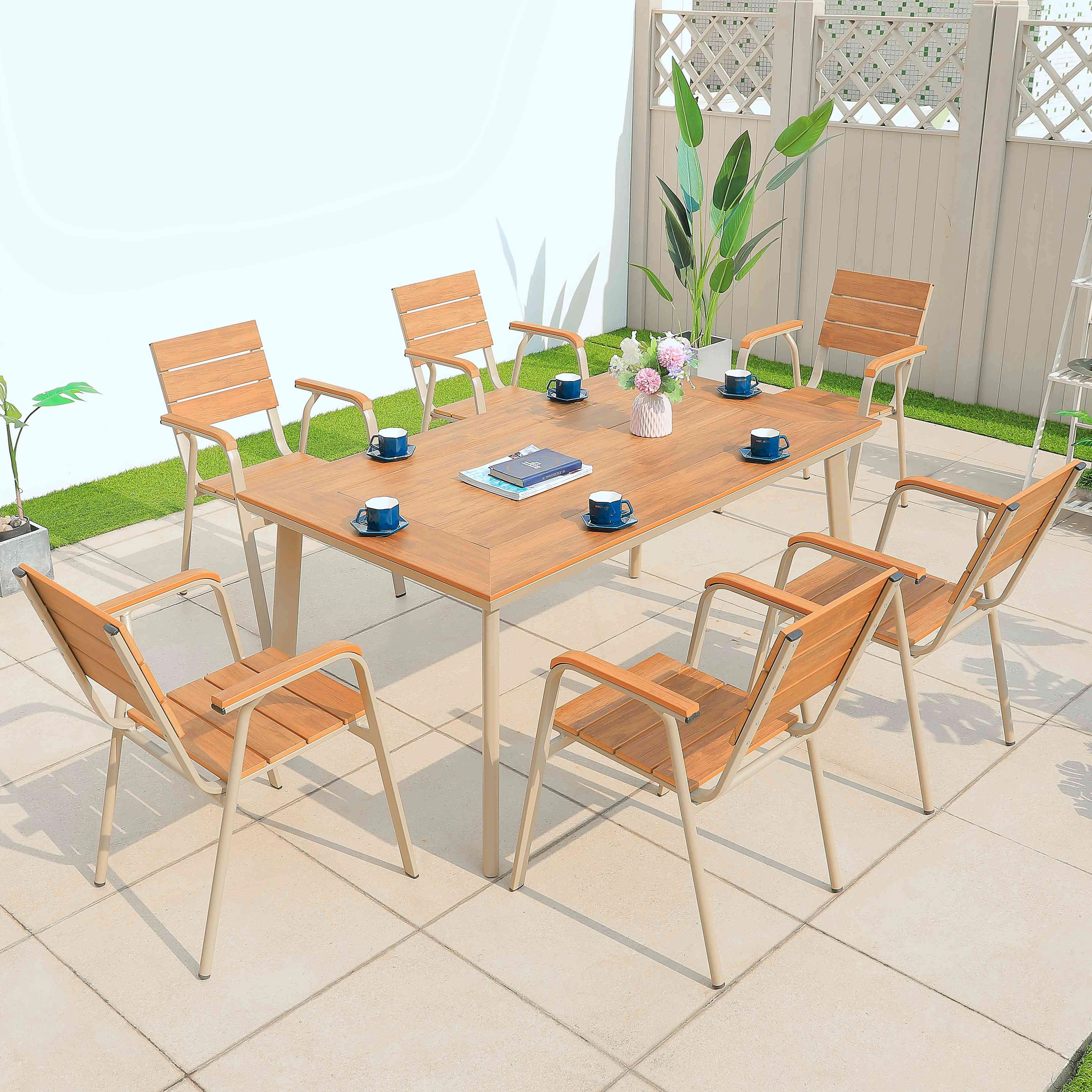 Заводская цена всепогодный пластиковый алюминиевый открытый обеденный стол для пикника со стулом Ресторан мебель