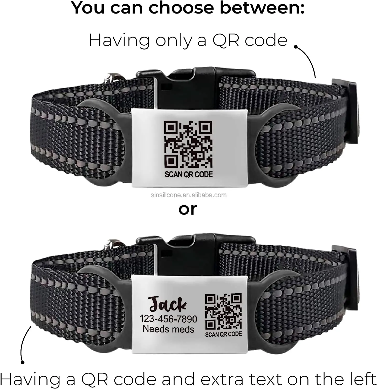 QR Dog ID Tag Personalized Pet ID Tags Dog Tags Silent Silicone