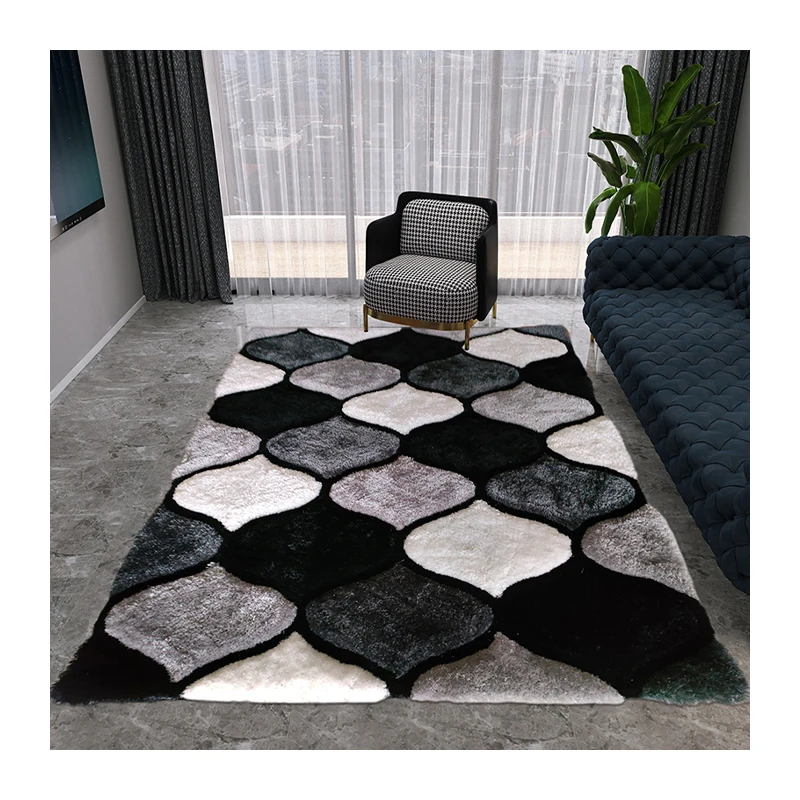 Wholesale high quality luxury 100% polyester 3D shaggy area rugs for living room carpet tapis