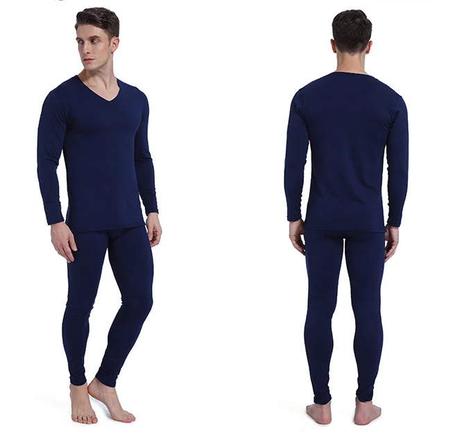 High Quality Classic Underwear Set Solid Color Thermal underwear Men Long Johns Suit
