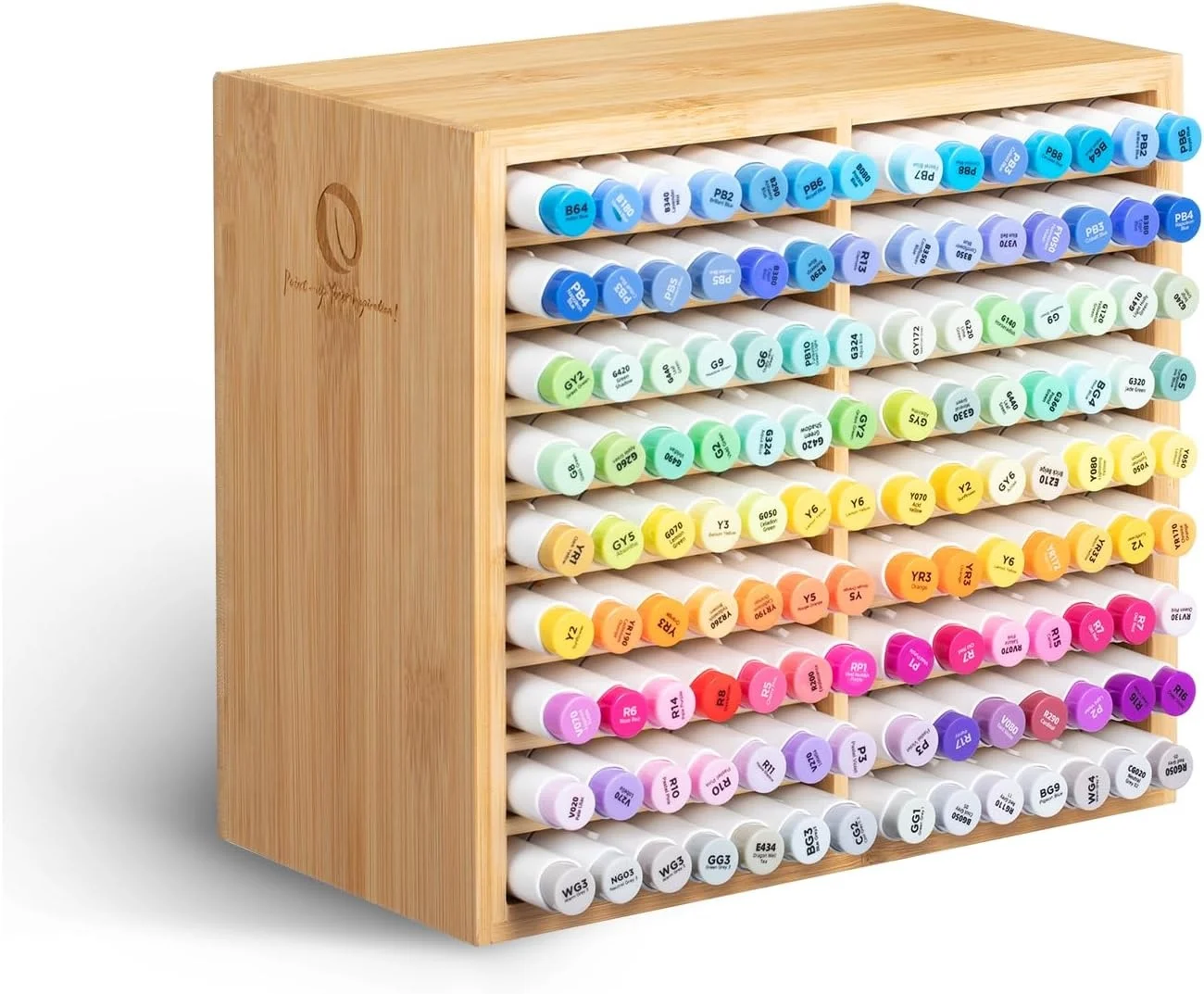 Bamboo Marker Organizer Wooden Desktop Storage Hold 126 Markers Alcohol Markers Double Tipped 48 Pastel Colors