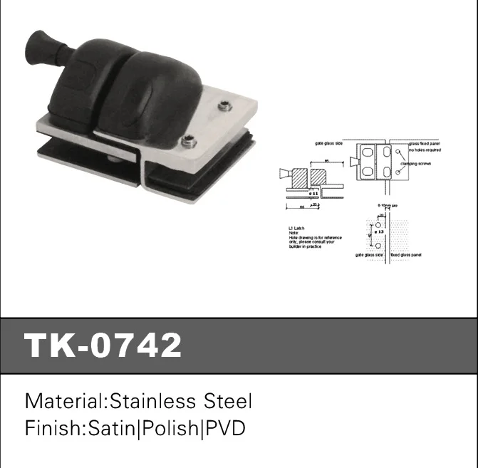 TK-0742  STAINLESS STEEL GRADE 316 SWIMMING POOL GLASS RAILING DOOR LOCK