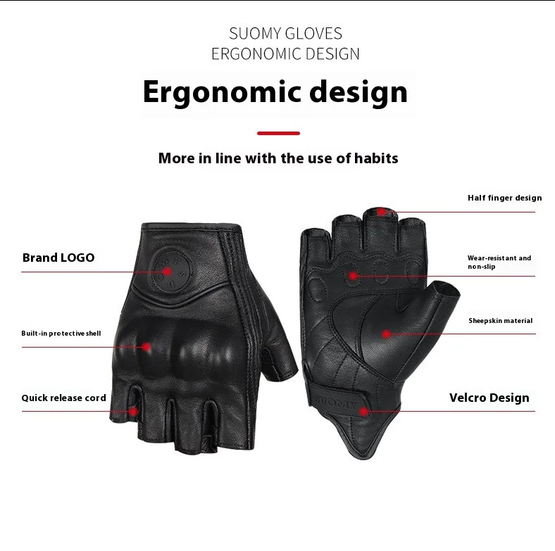 Full-Finger Breathable Leather Winter Gloves Sports Motorbike Racing Gym Climbing Touch Screen Compatible Motorcycle Riding