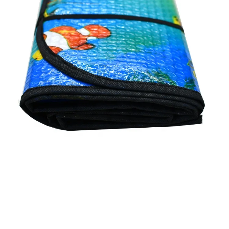 Folding car front windshield sun shade with pouch for customized logo automotive window blinds car front windscreen sun shade