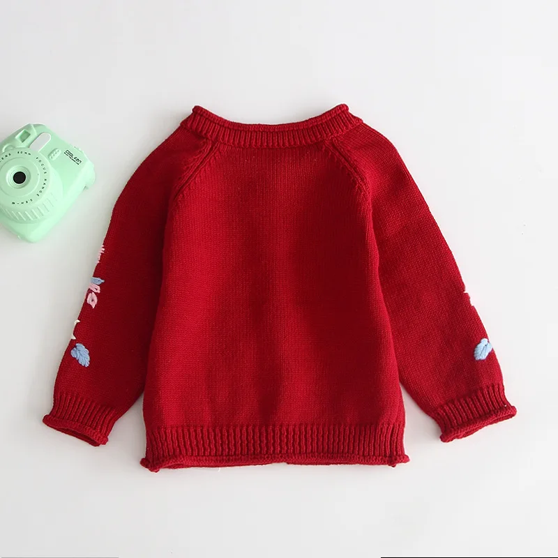 
2019 autumn winter baby girl knitted cardigan children florall knitting outwear coat 