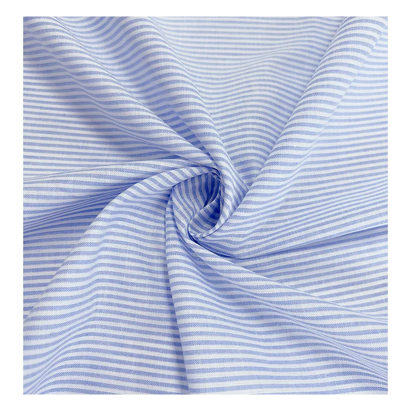 Wholesale Blue And White Color Stripe Cotton Linen Blend Fabric For Cloth