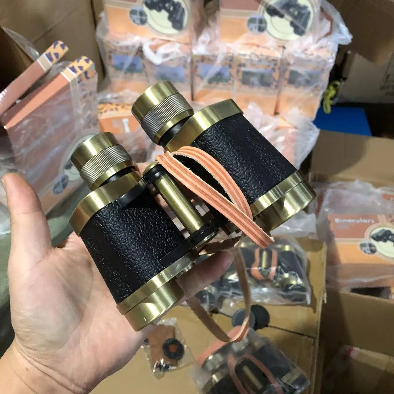 8x30 Brass Retro Outdoor Nitrogen-filled Waterproof Best Hunting ILL Night Vision Steel Binoculars  for Hunting/Sighting