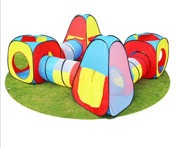 Палатка Трехцветная для малышей и детей, большая комбинация из 8 предметов, игровой домик-туннель