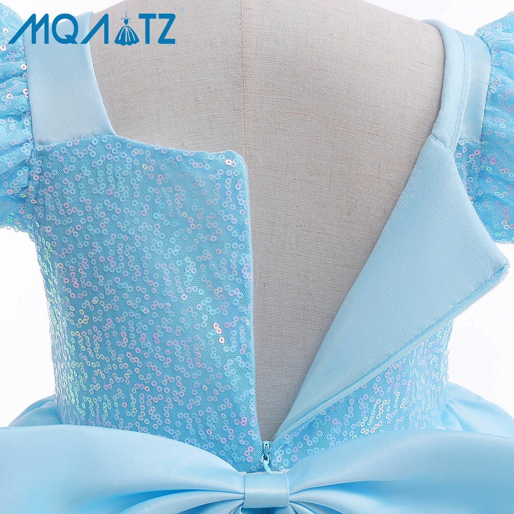 MQATZ Pretty Children Princess Dress Halloween Costume Girls Birthday Dresses Blue Princess Party Dresses SMR048