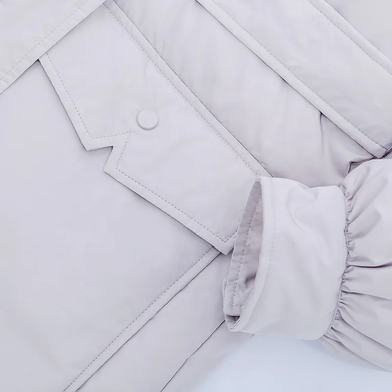 Huiquan long down jacket grey women parka fur collar down filling coat