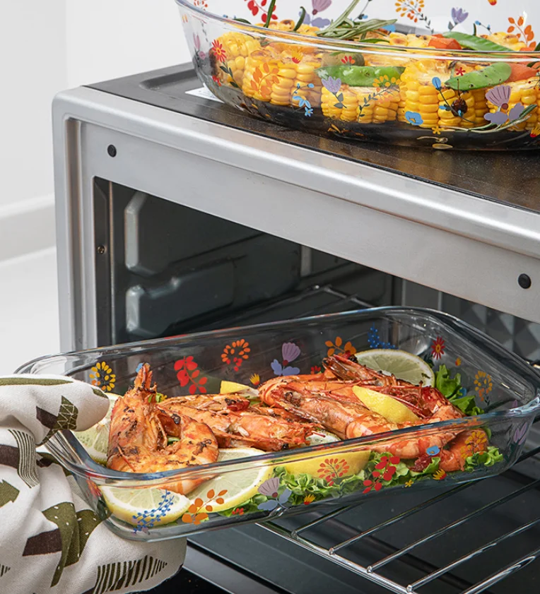 Floral partysu glass tableware set manufacturers wholesale logo customizable 14.7*7.7cm 800ml 30*21.5*6.5cm 2.4L