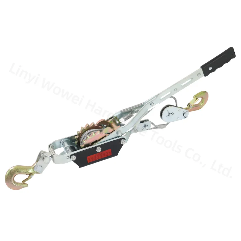 Top Quality 1 ton wire rope hand pulling ratchet cable puller, hand puller cable tightener 2 hooks