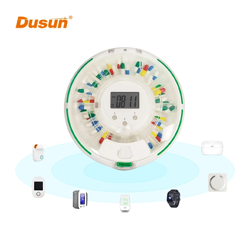 Dusun удаленный мониторинг пациента IoT-решения умное напоминание Портативная сигнализация умный контейнер для таблеток RPM через Bluetooth-шлюз