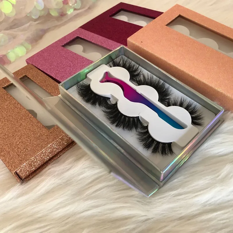 
new arrive private label eyelash book 3 pairs 3d false mink eyelashes packaging with tweezer 