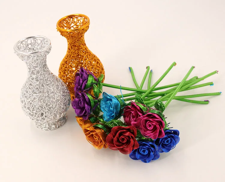 Colored alumina thread vase Plant dried flower vase Living room home decoration flower arrangement wedding decoration vase