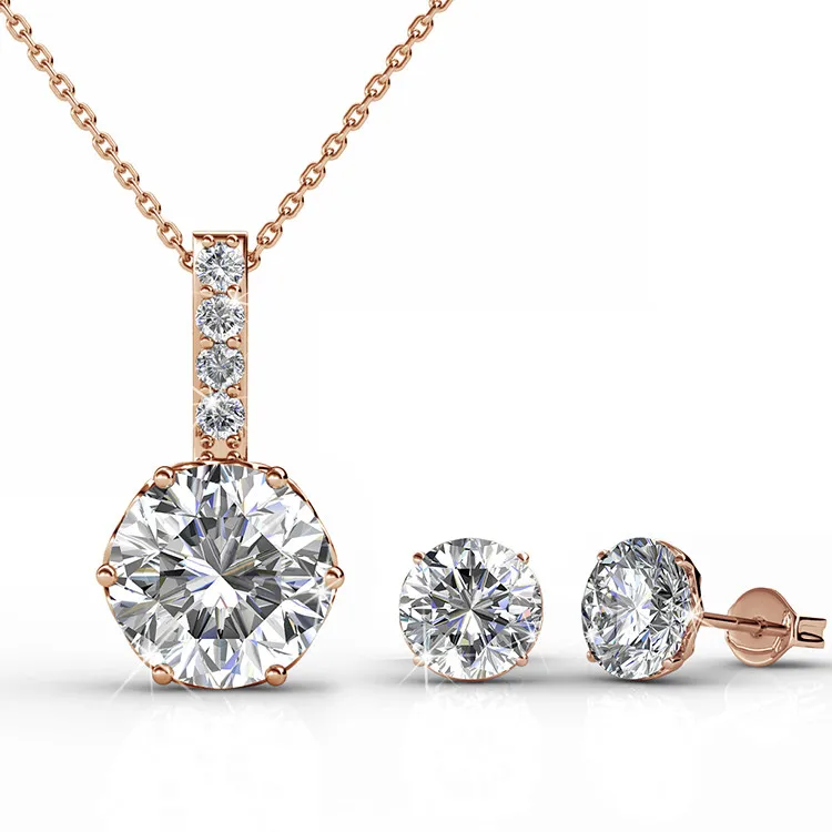 
Destiny Jewellery High Quality Vintage Royal Crystal Jewelry Set Crown Setting Earrings And Necklace 