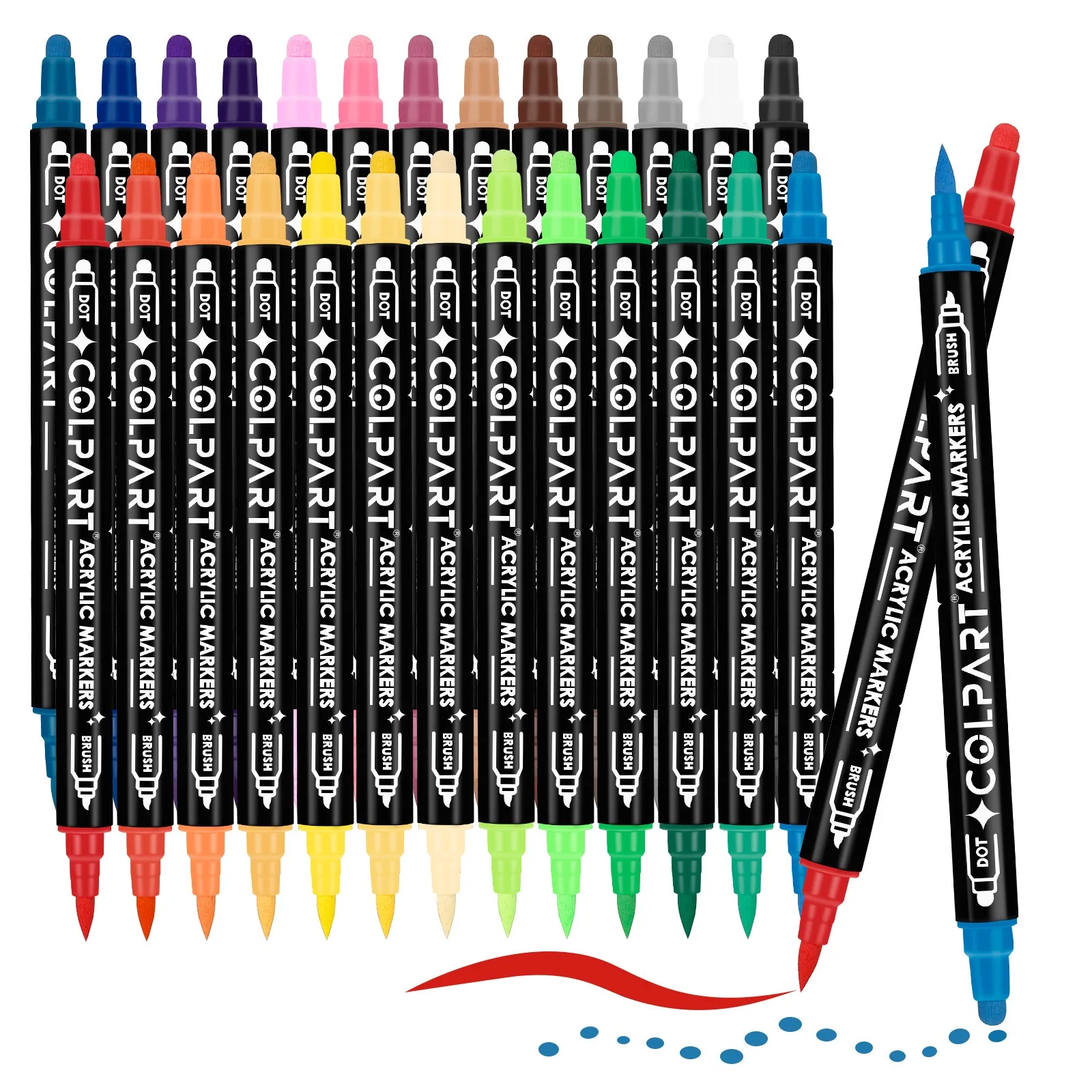 High Quality Customized Acrylic Marker Pen Double Tip Dot And Tip Coloring Marker Multiple Colors For Canvas Paper Glass Rock