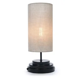 Bedroom Living room lamp New Design Fancy Fabric Table Lamp with sleep mode  Linen yellow white fabric Fabric Round Lampshade