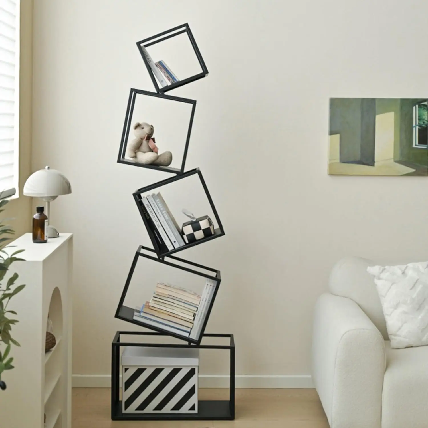 5-Tier Black Modern Bookcase  for CDs Books Home Decor