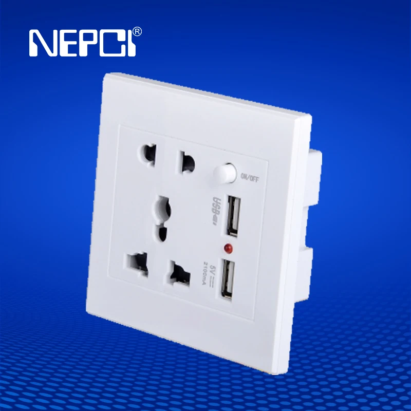 Usb настенная розетка с переключателем AC 240V 10A Тип разъема для зарядки: USB 5V 2.1A 86*86 белого и золотистого