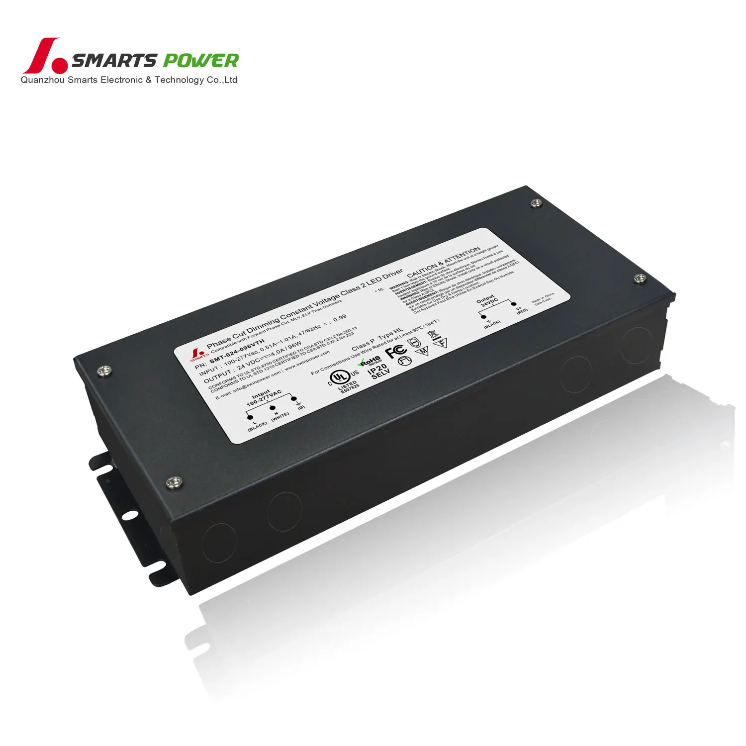 110-277VAC Triac Диммируемый светодиодный драйвер 96 Вт UL зарегистрированный J-box