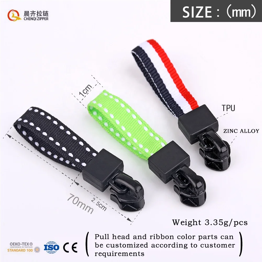 CHENQI New Arrival Webbing Woven Tape Zipper Pulls 5# Zipper Sliders Leather Fabric Zipper Pullers For Clothes