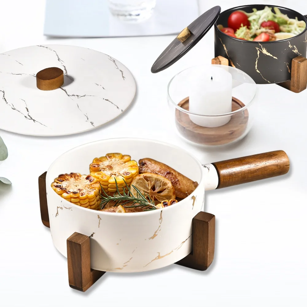 Factory direct selling cooking pot white black custom wave relef design marble nonstick ceramic cookware set with lid