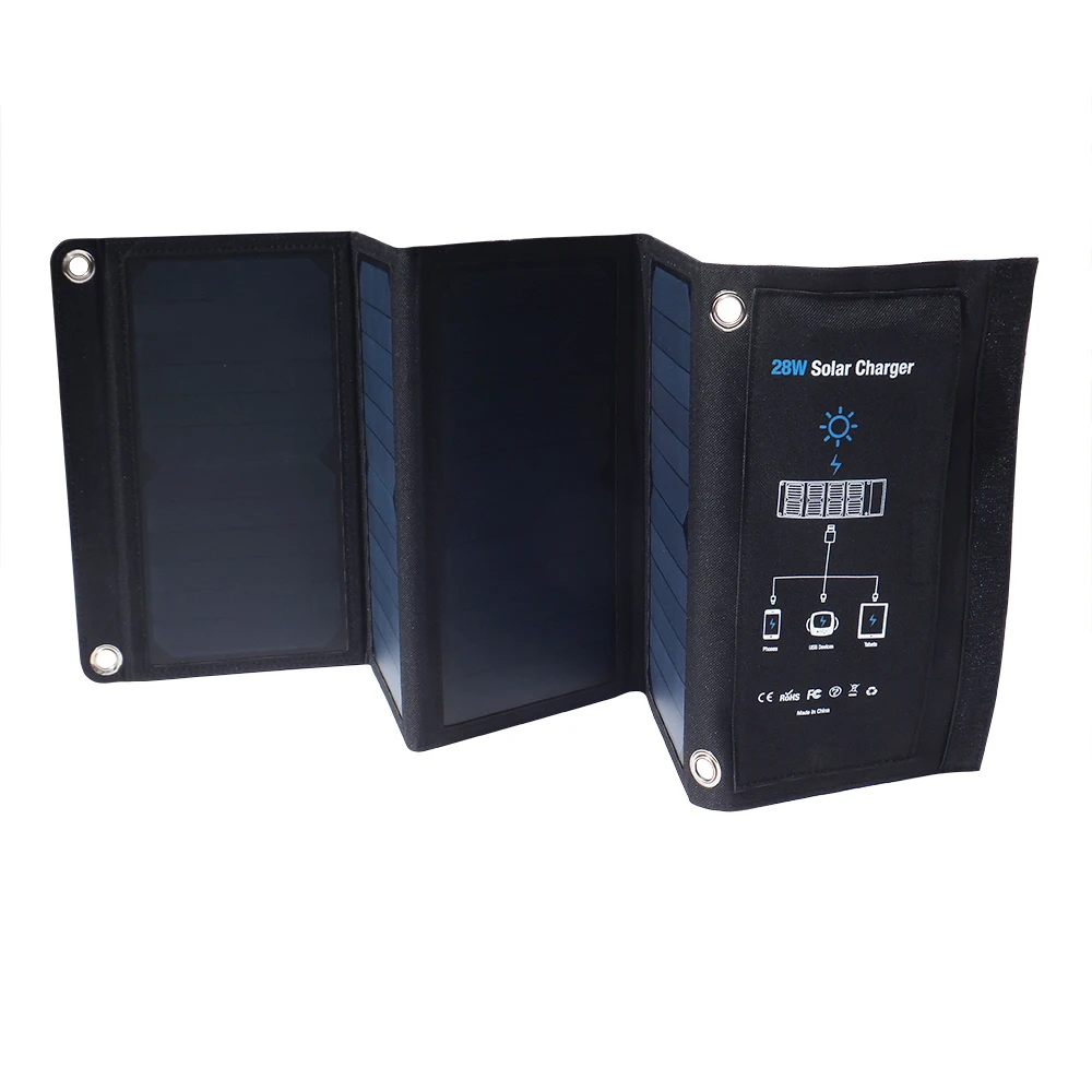 Sunpower 28W Folding Solar Panel USB Phone Solar Powered Charger 28W Portable Folding Solar Panel Battery Charger