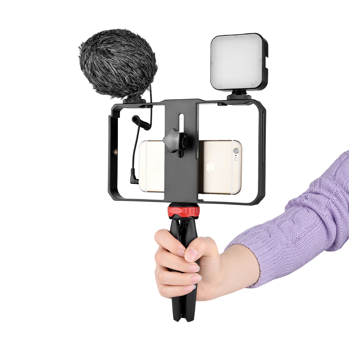 YELANGU Smartphone Video Rig Aluminum Filmmaking Recording Vlogging Rig Case,Cell Phone Movies Mount Stabilizer for Mobile Phone