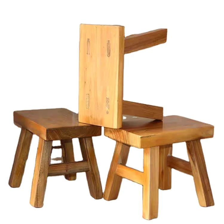 Classic small bench home living room natural wood practical shoe stool pine small stool