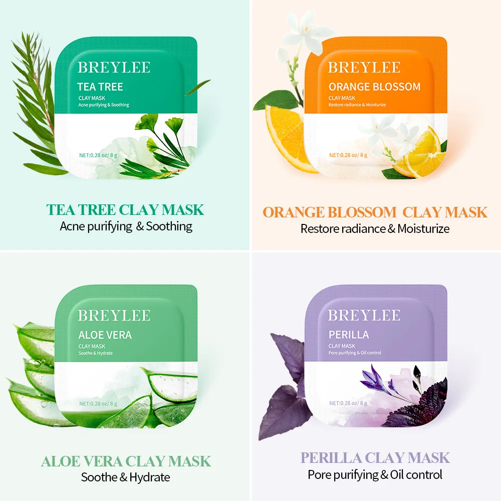 BREYLEE Natural Moisturizing Anti Acne Oil Control Pore Shrink Skin Repair Clay Facial organic facial clay mask