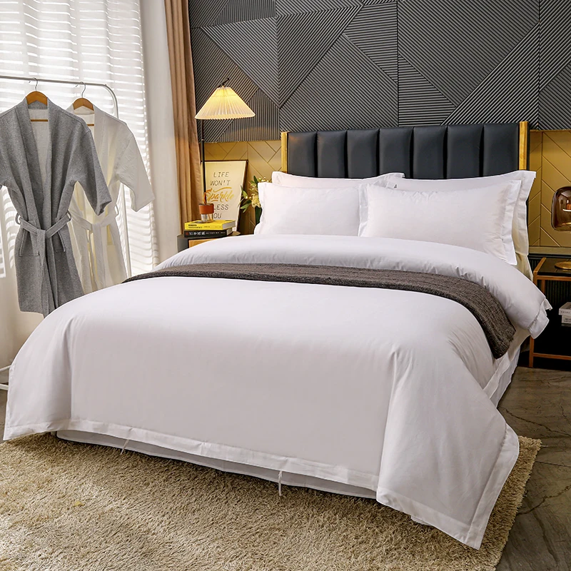 2024 New Cotton Tribute Satin Twill Pure White Four-Piece Bedding Set Plus Four-Piece Set