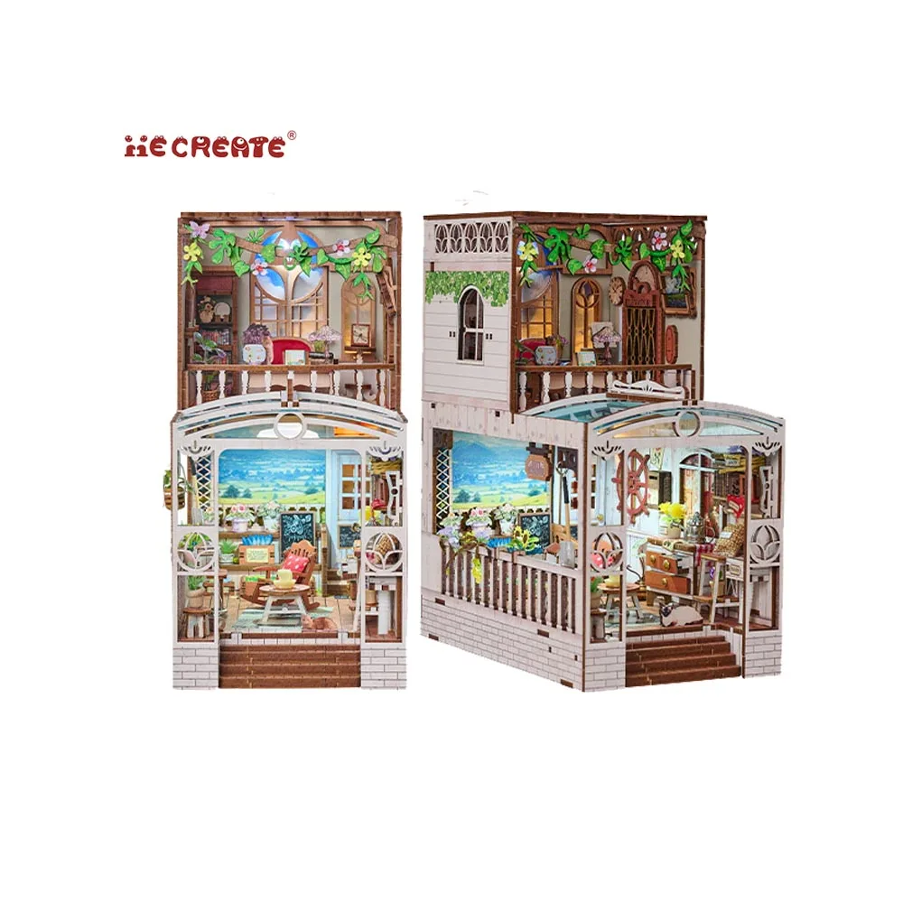 IIECREATE SL-32 DIY Book Nook Miniature DIY Miniature HAPPYMOME NTS Kit 3D Wooden Puzzle Bookend For Bookshelf Decor