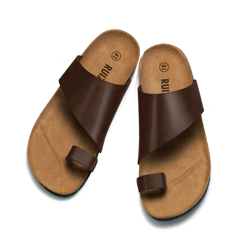 Шлепанцы унисекс с открытым носком модные туфли пробковой подошвой для мужчин и женщин