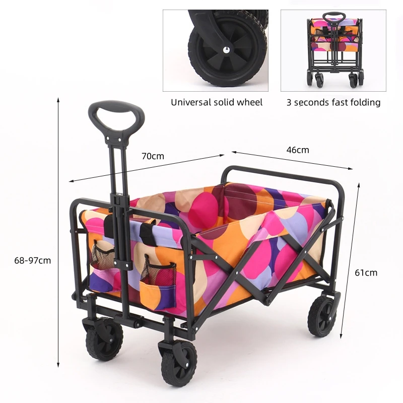 Collapsible Foldable Wagon with 60kgs Weight Capacity Folding Utility Garden Cart with Big All-Terrain Wheels