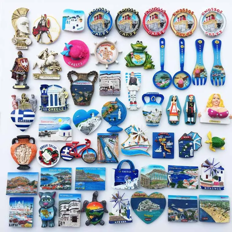 Greek Customized Tourism Memorial Decorative Arts 3D Magnets Refrigerator 3D Polyresin Fridge Magnets