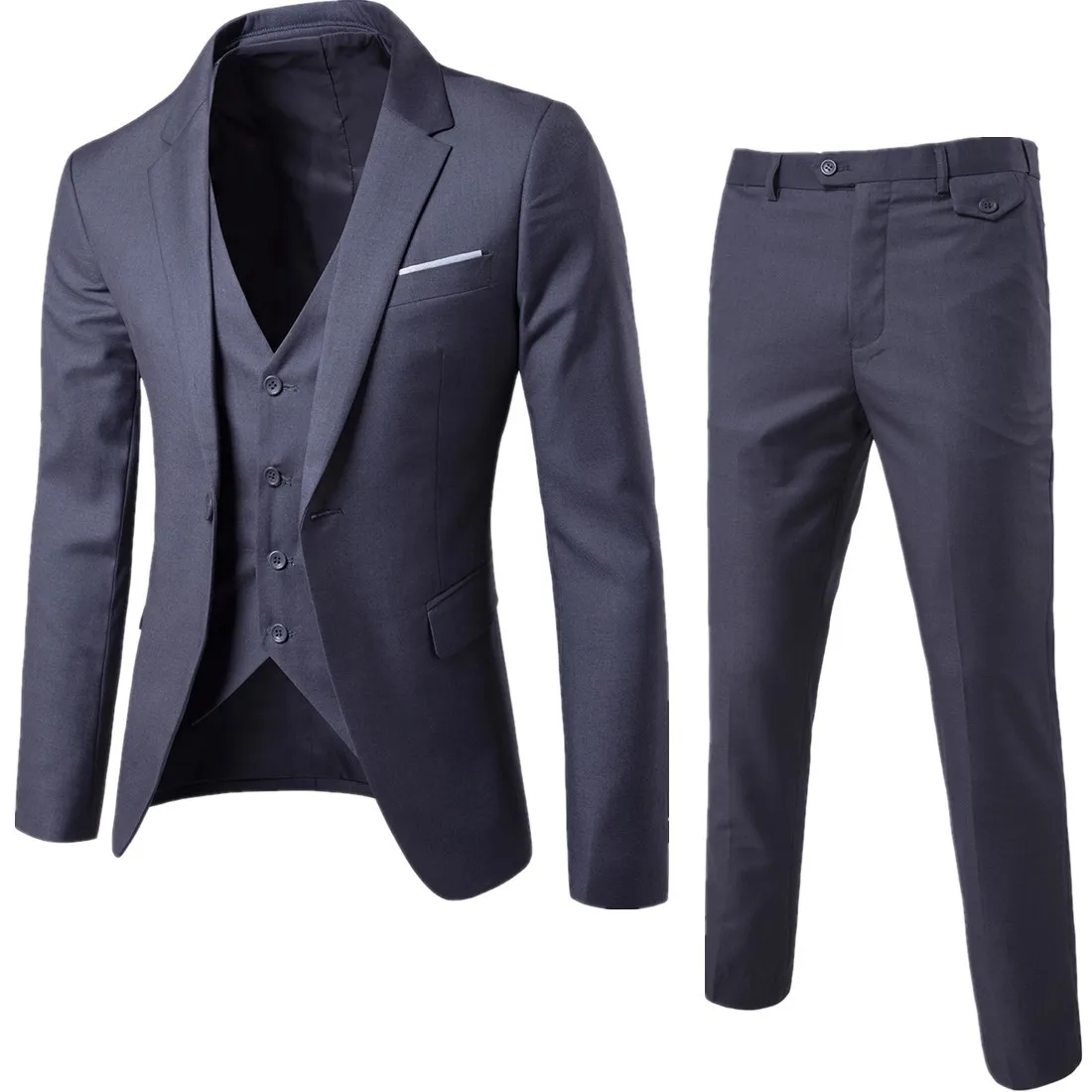 Suit Mens Three-piece Korean Slim Business Clothing Best 3 Piece Men Wedding Suits