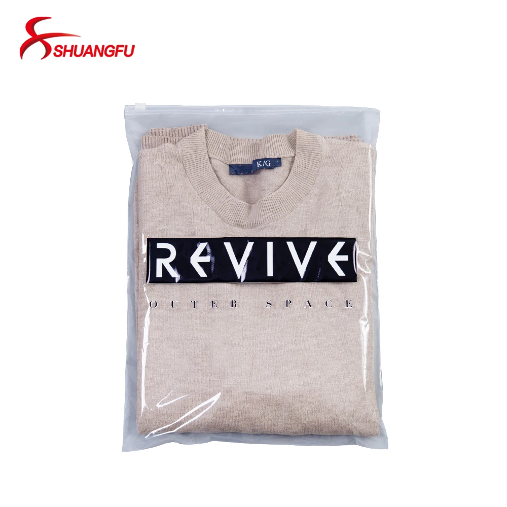 Wholesale Custom Packaging Printed Logo Self Sealing Shirt Clothes Zip Lock Clear Ziplock Plastic Zipper Frosted Clothing Bags