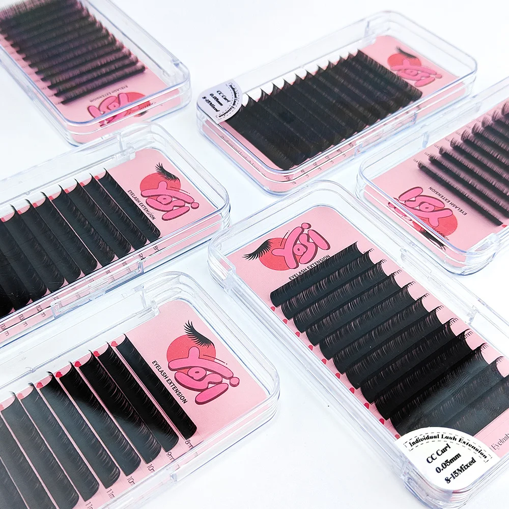 Wholesale Lash Eyelash Extensions Private Label 003 Matte Dark Fluffy Lash Silk Mink Eyelash Black Extensions