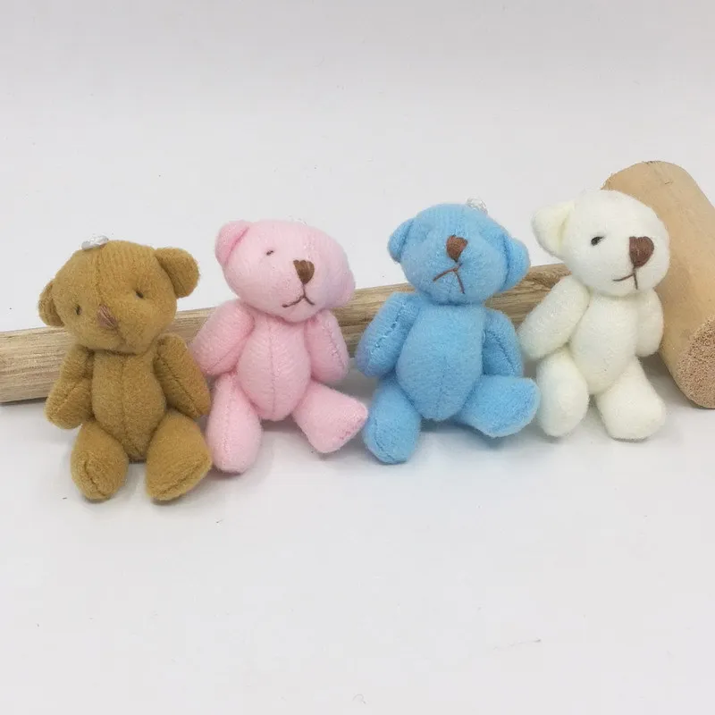 Hot Selling 6CM Small Plush Joint Teddy Bear Keychain Cheap Price Promotional Gift Mini Teddy Bear Bouquet Toy