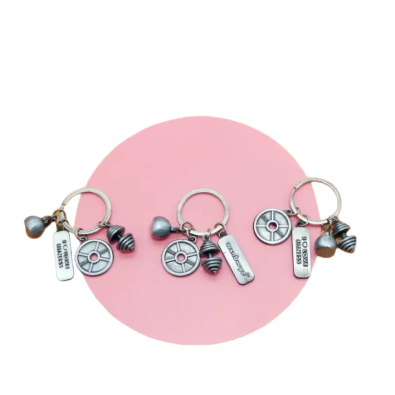 mini dumbbells toy fitness gym sport fitness 2.2 l dumbbell shaped mini fitness equipment metal kettlebell 4in1 keychain