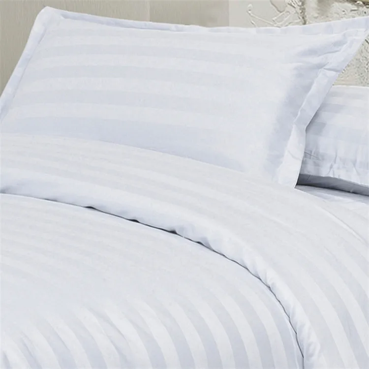Solid color cotton 100% cotton fabric 1-3 cm satin stripe   for Hotel  Bedding bedsheet  Home textile fabric