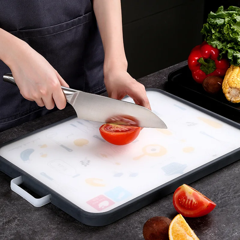 Kitchen  Various Sizes Rectangular Metal Non Slip Double Sided Plastic and Stainless Steel Chopping Board